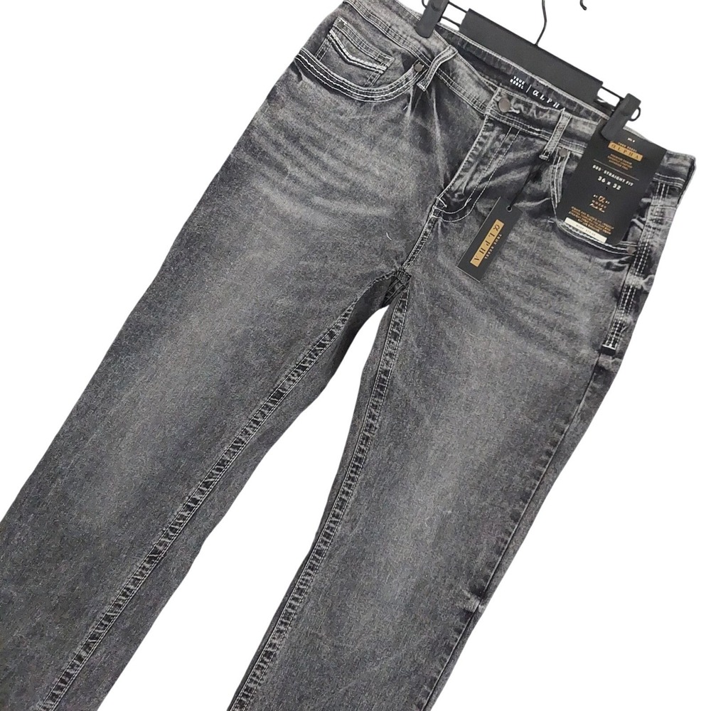 True Rebel Alpha 805 Straight Fit Jeans Mens 36x32 Charcoal Wash Denim Pants‎